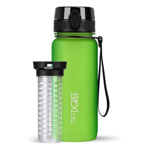 720°Dgree Borraccia 650 Ml “Uberbottle“ +Infusore, Softtouch - Senza-Bpa, Prova Di Perdite - Bottiglia, Borracce D'Acqua Sportiva Per Bambini, Scuola,