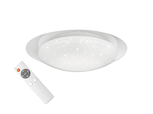 Reality Leuchten Frodo R62064800 - Plafoniera A Led, In Plastica Bianca O Trasparente, Con Led Da 16 Watt, Effetto Starlight, Telecomando