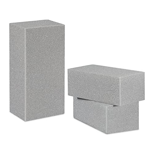 Relaxdays Spugna Per Fiori Freschi, Set Da 3, Floral Foam Per Composizioni Floreali, Per Matrimoni, 7,5X20X10 Cm, Grigio