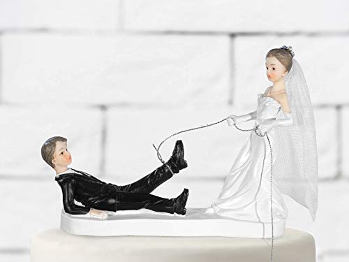 Partydeco Decorazione Sposi Corda-Cake Topper, Pvc, Bianco E Nero