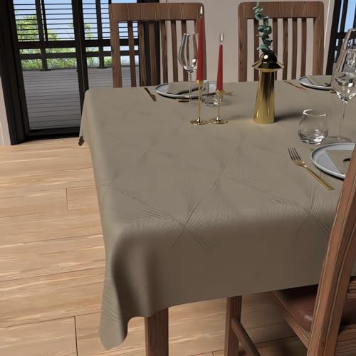 Soleil D'Ocre Luxury Tovaglia Anti Macchia, Beige (Champagne), 180 X 180 Cm