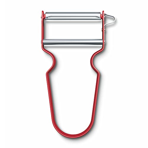 Victorinox Rex - Pelapatate Per Verdure, Manico In Alluminio, Lama In Acciaio Inossidabile, Taglio Dritto Extra Affilato, Colore Rosso, 109 Mm