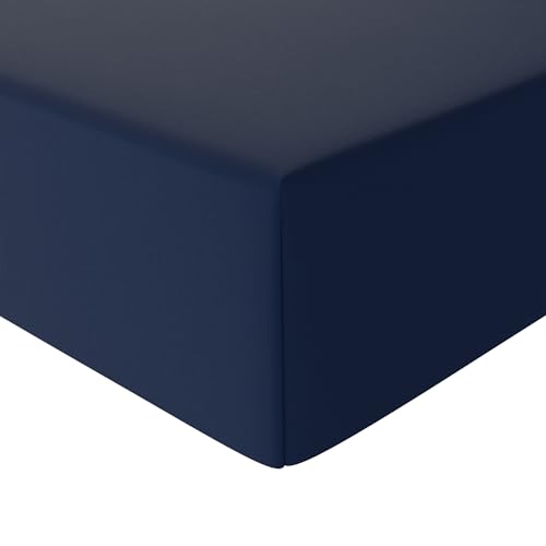 Amazon Basics - Lenzuolo Con Angoli In Microfibra, 140 X 200 X 30 Cm, Blu Scuro