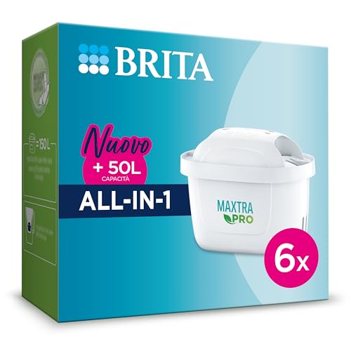 Brita Filtro Per Acqua Maxtra Pro All-In-1 Pacchetto Di Risparmio Semestrale Da 6 Filtri - Nuovo Maxtra+ Riduce Impurità, Cloro, Pesticidi E Calcare P