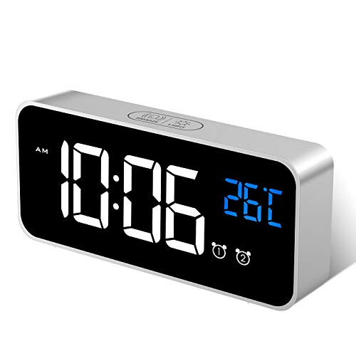 Mosuo Sveglia Digitale, Sveglia Da Comodino Orologio Con Temperatura E Led Grande Schermo, 2 Allarme, Snooze, Suoni E Luminosità Regolabile, Controllo