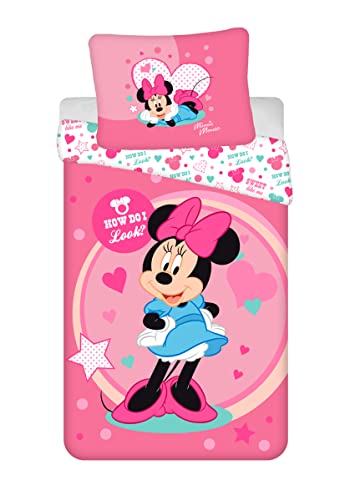 Jerry Fabrics Minnie Sweet Like Me - Set Di Biancheria Da Letto, Copripiumino Da 140 X 200 Cm, Federa Per Cuscino Da 70 X 90 Cm, Poliestere