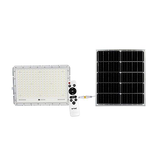 Vt-240W Faro Led Floodlight 30W Ip65 Colore Bianco Con Pannello Solare E Telecomando 6400K