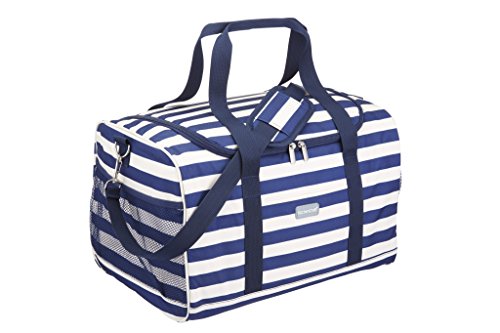 Kitchencraft We Love Summer Borsa Termica Extra-Large Con Decorazione A Strisce Nautiche, 30 L (6.5 Gal) - Blu Scuro / Bianco