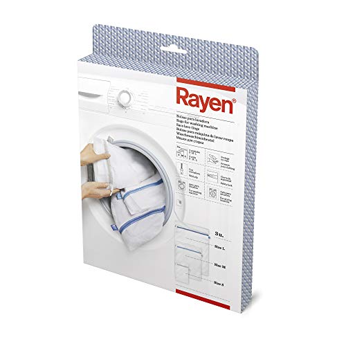 Rayen Lavatrice E Asciugatrice Cerniera | Borsa Per Biancheria Protettiva Riutilizzabile | Tre Diverse Misure, Polyester, Bianco, 70 X 50 Cm, 50 X 40