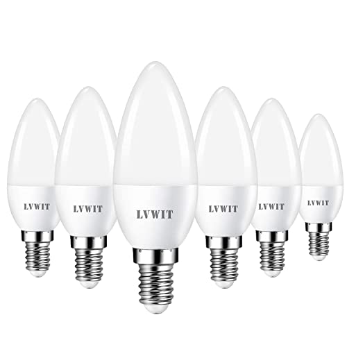 Lvwit Lampadine Led Attacco E14 Forma Candela C37, 6.5W Equivalente A 60W, Luce Bianca Fredda 6500K, Flusso Luminoso 806Lm, Risparmio Energetico, Non