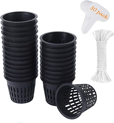 Orimerc 30 Pezzi Netti Pots Da 7,6Cm Con Stoppino Idroponico Da 9M, Per Acquaponica, Vaso Da Muratore, Secchielli Per Orchidee, Orto, Giardinaggio, Ce