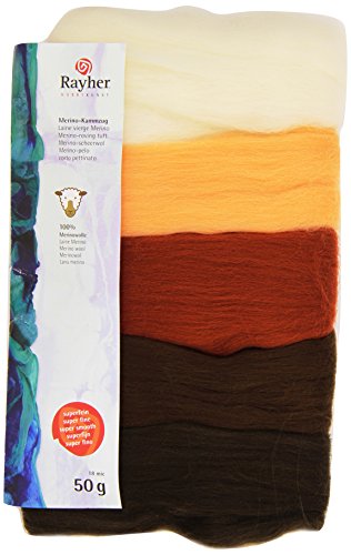 Rayher5365400, Lana Merino Pettinata, 18 Mic, Marrone