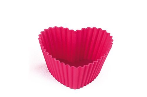 Silikomart - Rivestimento Rotondo In Silicone Per Cupcake, Collezione Wonder Cakes Cuore Rosso