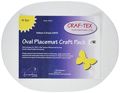 Bosal Craf-Tex Oval Placemat Craft Pack-16-1/2 X13-1/4 Oval White 4/Pkg