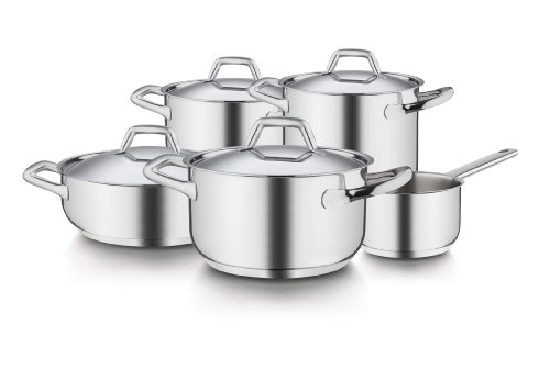 Barazzoni Chef Line Batteria 9 Pezzi, Acciaio Inossidabile, Argento, 22 Cm
