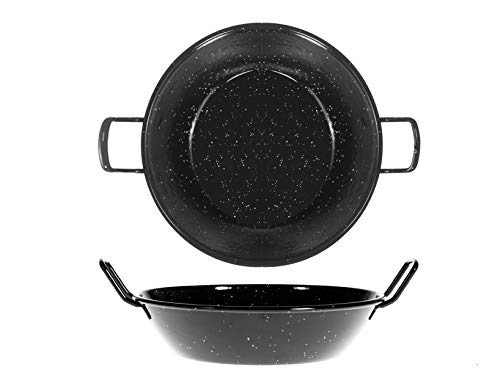 La Valenciana Casseruola 2 Manici, Ferro Smaltato, Nera, Cm 22, Smalto, Nero, 22 Cm
