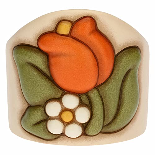 Thun - Porta Bicchieri Singolo In Ceramica Country Con Tulipano