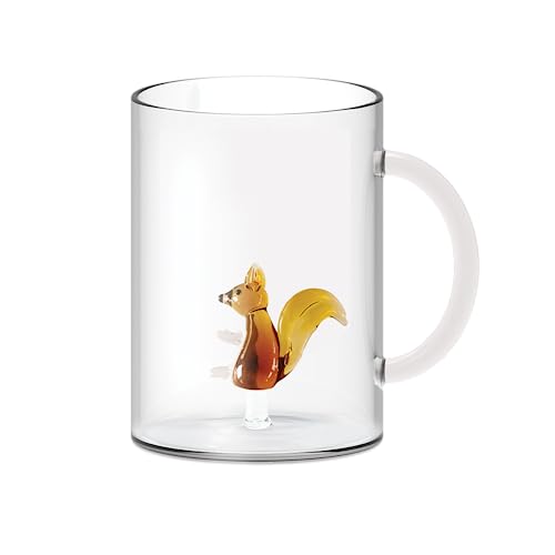 Wd Lifestyle Tazza In Vetro Borosilicato In Confezione Regalo, Capacità: 420 Ml, Figura: Scoiattolo