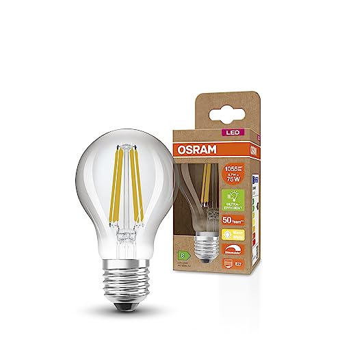 Osram Lampada Led Superstar+ Classic A Fil 75, E27, Goccia, 5.7W, 1055Lm, 2700K, Luce Bianca Calda, Dimmerabile, Filamento Led, Basso Consumo Energeti