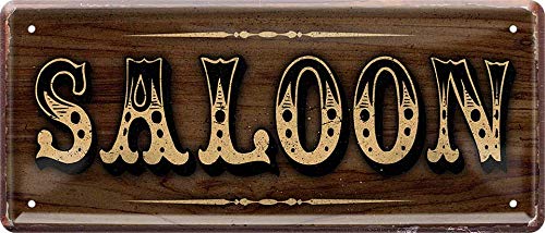 Saloon Western Ranch 1192 - Targa Decorativa In Metallo, 28 X 12 Cm