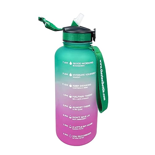 The Steel Bottle - Borraccia Motivazionale Sportiva Palestra 2.2 Litri Con Livelli E Indicatore Del Tempo, Cannuccia E Fasce Orarie - Bpa E Phthalate