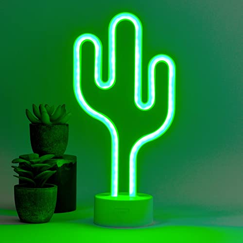 Legami - Lampada Led Effetto Neon, It'S A Sign, H 23 Cm, Tema Cactus, Doppia Alimentazione, Cavo Usb (Incluso) O Batterie (Non Incluse), Lampada Da Ta