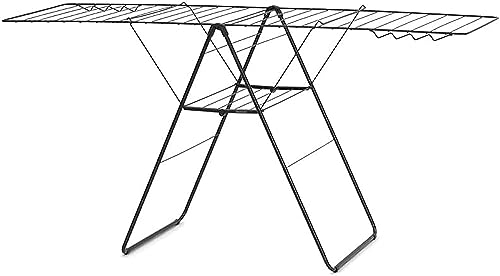 Brabantia Hangon - Stendibiancheria (25 M, Nero Opaco), Compatto, Pieghevole, Regolabile, In Acciaio Inox, Stendibiancheria Da Interno