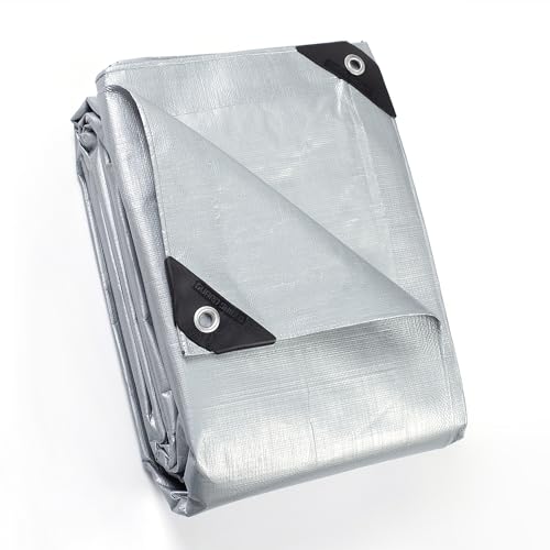 Guard Shield Abdeckplane Gewebeplane Mit Ösen 4X5M 160G/㎡ Grau Schutzplane Allzweckplane Wasserdicht, Reißfest, Uv-Stabilisiert, Schimmelresistent