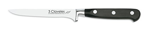 3 Claveles Cuchillo Para Deshuesar Forgé De Acero Inoxidable, Acciaio Inox, Negro, 13 Cm