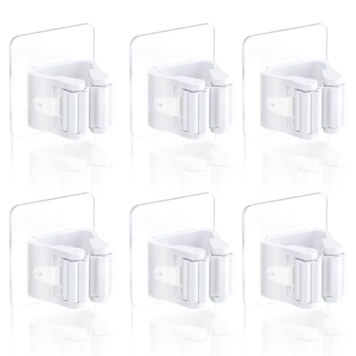 Wenrenmk 6 Pezzi Porta Scope Parete, Appendi Scope A Muro, Portascope Da Muro, Nessuna Foratura Richiesta, Adatto Per Cucina, Bagno, Giardino, Garage