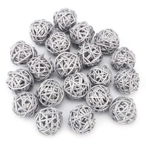 Herchr Palline Di Vimini In Rattan, 20 Pezzi 3Cm Palline In Rattan Palle E Palline Per L'Albero Decorazioni Natalizie, Vimini Per Fai Da Te In Vimini,