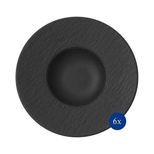 Villeroy & Boch, Manufacture Rock Piatto Da Pasta, 6 Piatti, Porcellana Premium, Lavabili In Lavastoviglie, Utilizzabili Nel Microonde