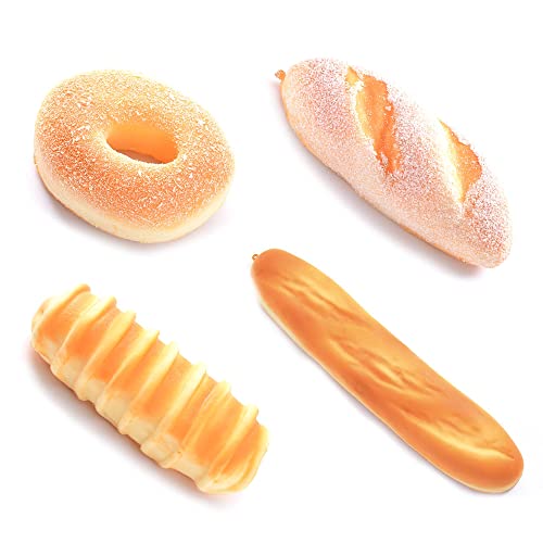 Yanru 4 Pcs,Pane Francese Artificiale,Modello Di Pane Artificiale,Pane Finto,Baguette, Ciambella,Per Decorazione Di Prodotti Da Forno/Decorazione Per