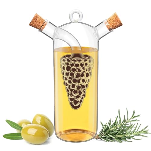 Axim Oliera In Vetro Per Aceto Di Olio D'Oliva, Soffiato A Mano Doppio Beccuccio Erogatore 10 Once Bottiglia Per Dispenser Di Olio Per Cucina