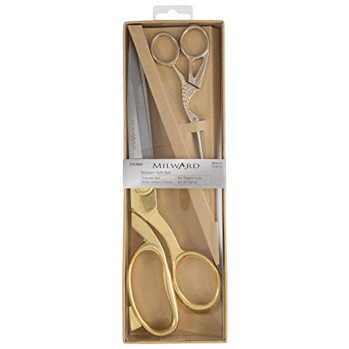 Milward Scissors Gift Premium-Set Sartoria E Forbici Da Ricamo, Oro, 25.5Cm And 11.5Cm, 2 Unità