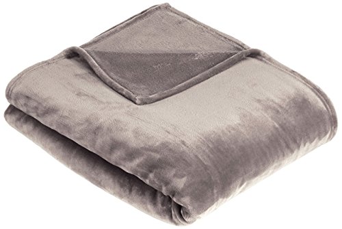 Amazon Basics - Copriletto Vellutata In Pile, 229 X 274Cm, Colore Grigio