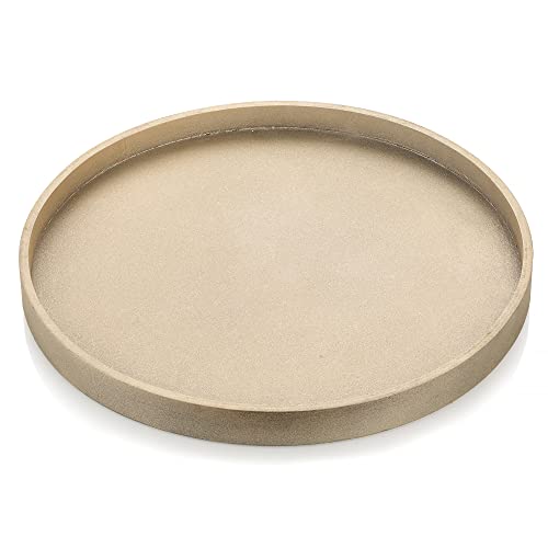 Hanobe Vassoio Decorativo Per Tavolino Da Caffè: Vassoio In Legno Dorato Rotondo In Legno 31 Cm Circle Farmhouse Centrotavola Portacandele Per La Deco