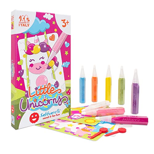 Sabbiarelli Sand-It For Fun - Kit Little Unicorns - Set Lavoretti Creativi: Crea E Colora Con La Sabbia Gli Unicorni, Regalo Di Compleanno Bambini Ann