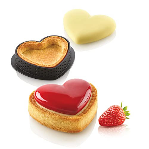 Silikomart - Kit Tarte Petit Amour - Stampo In Silicone + 8 Anelli Cuore