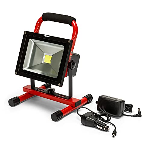 Velamp Cyclop, Luce Ispezione, Proiettore Ricaricabile Led 1200Lm, 20W, Supporto Orientabile. Per Lavori, Garage, Trekking, Campeggio, Caccia, Rosso