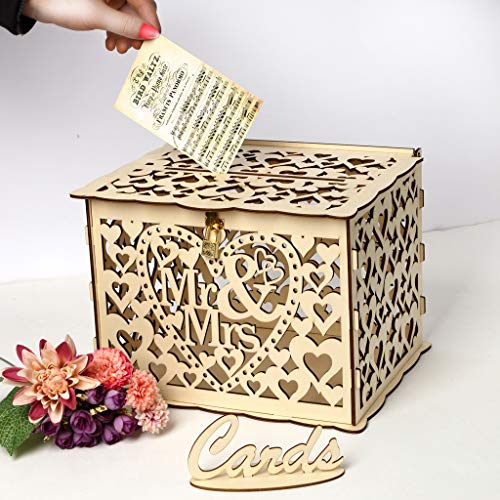 Alnicov Scatola Per Biglietti Di Nozze, Decorazioni Rustiche In Legno Per Matrimoni E Decorazioni Per Matrimoni In Campagna, Scatola Con Serratura Per