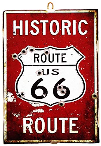 Kustom Art Quadro Quadretto Stile Vintage Targa Route 66 Da Collezione Stampa Su Legno