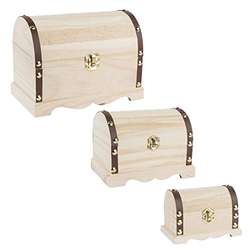 Scrigno In Legno Con Chiusura In Metallo, Diverse Misure, 3 Pezzi