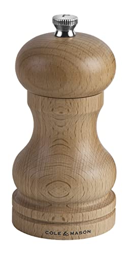 Cole & Mason Ha0424P Beech Capstan Macina Pepe, Legna Leggera, Precision+, Macinatura Regolabile, Legno Di Faggio Naturale, 120Mm, Include 1 X Mulino