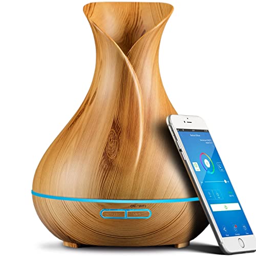 Alexa Diffusore Di Oli Essenziali Wifi, Umidificatore Diffusore Di Aromi Smart Da 500 Ml, Supporta App E Controllo Vocale, 7 Led A Colori, Crea Progra