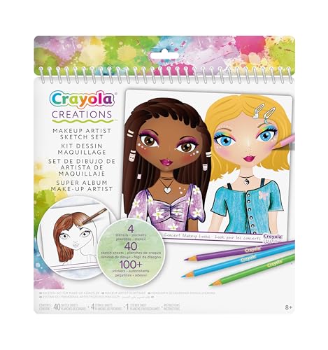 Crayola Creations - Super Album Make-Up Artist, Per Disegnare Trucco E Acconciature Alla Moda, Con Stencil E Stickers, Attività Creativa E Regalo, Da