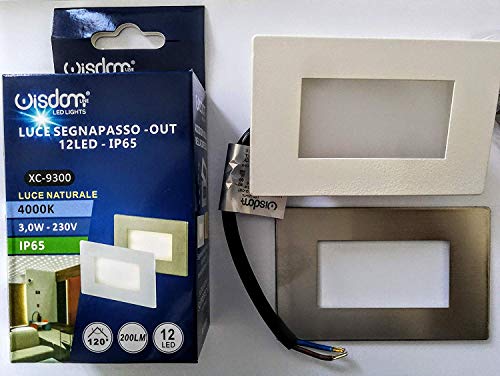 Faretto Segnapasso Led Per Cassetta 503 3W 4000K 220V Ip65 Per Interno E Esterno Luce Naturale 200 Lumen Potenza 3 W 12 Led [Classe Di Efficienza Ener