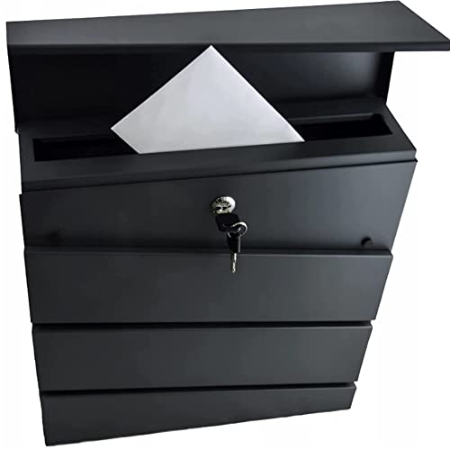 Virone Borneo Mailbox Con Porta Giornali In Acciaio Zincato Aperto Con Una Chiave (Nero)