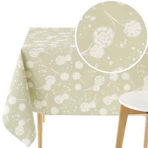 Kp Home Tovaglia Plastificata Rettangolare 140X200 Cm Copritavolo Motivo Dente Di Leone Tovaglia Pvc Verde Salvia 6 Posti Tovaglia Plastica Cucina Lav