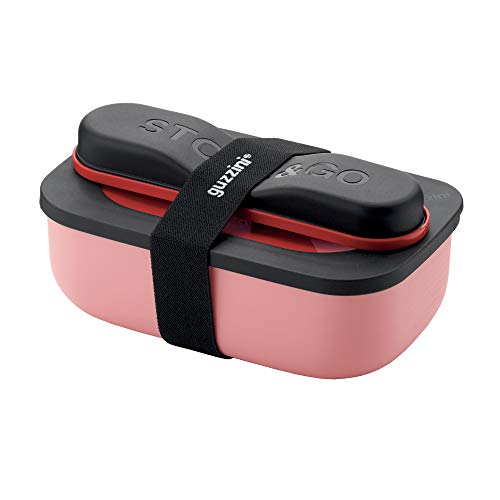 Guzzini Store On The Go Store&Go Set Lunch Box Con Posate Da Viaggio, Polipropilene, Thermo Poli Rock, Stainless Steel, 21 X 12 X H 7 Cm, 900 Ml-Rosso